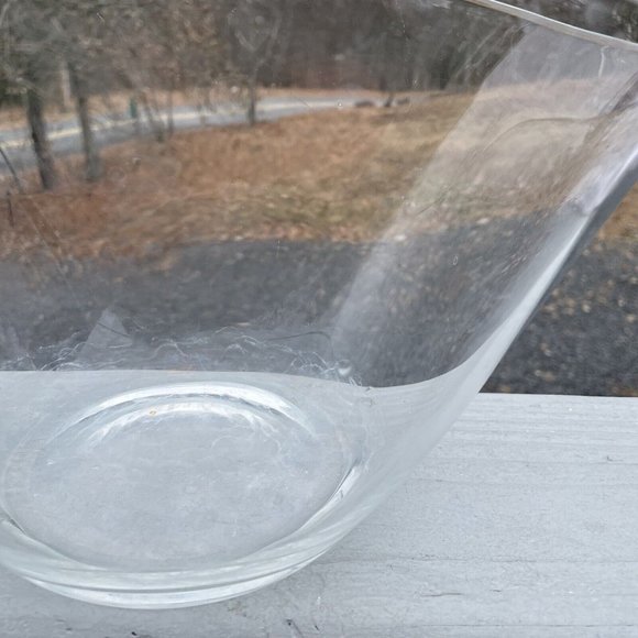 LARGE MCM Vintage Glass 12.25" Centerpiece Bowl Modern Clear Decor Design - Picture 12 of 16
